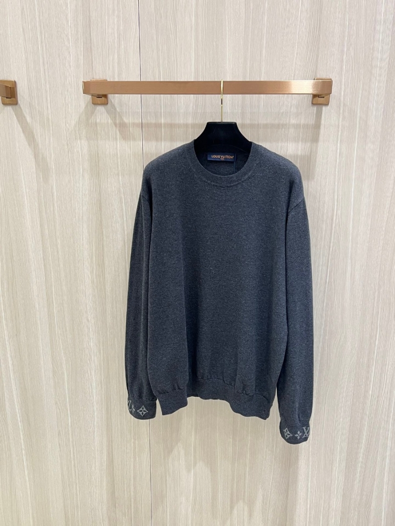 Louis Vuitton LV Monogram Cuff Cashmere Knit Sweater – Charcoal Grey