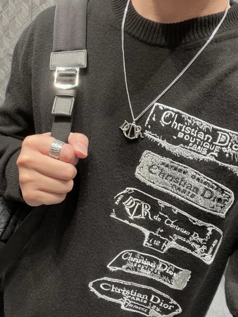 Dior CD Collection Specimen Illustration Mohair Wool Sweater. Black