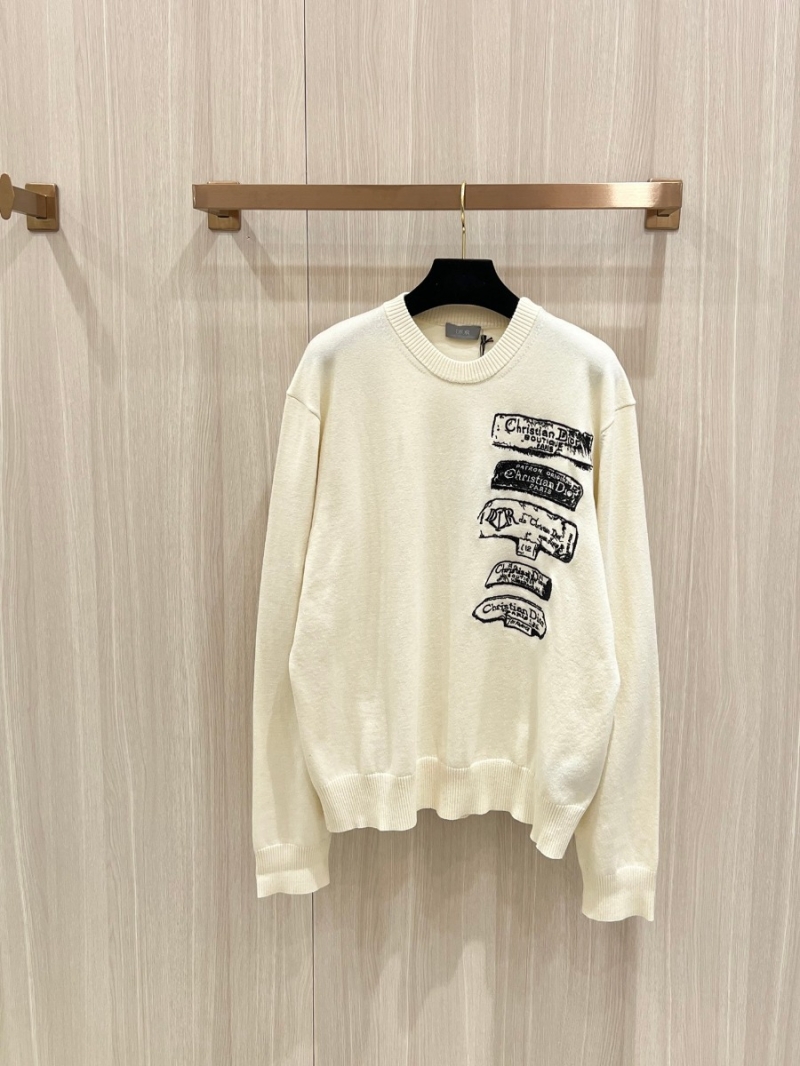 Dior CD Collection Specimen Illustration Mohair Wool Sweater. White