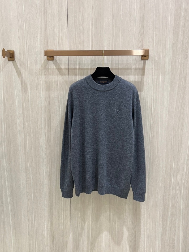 Louis Vuitton LV Embossed Logo Wool Sweater in Grey