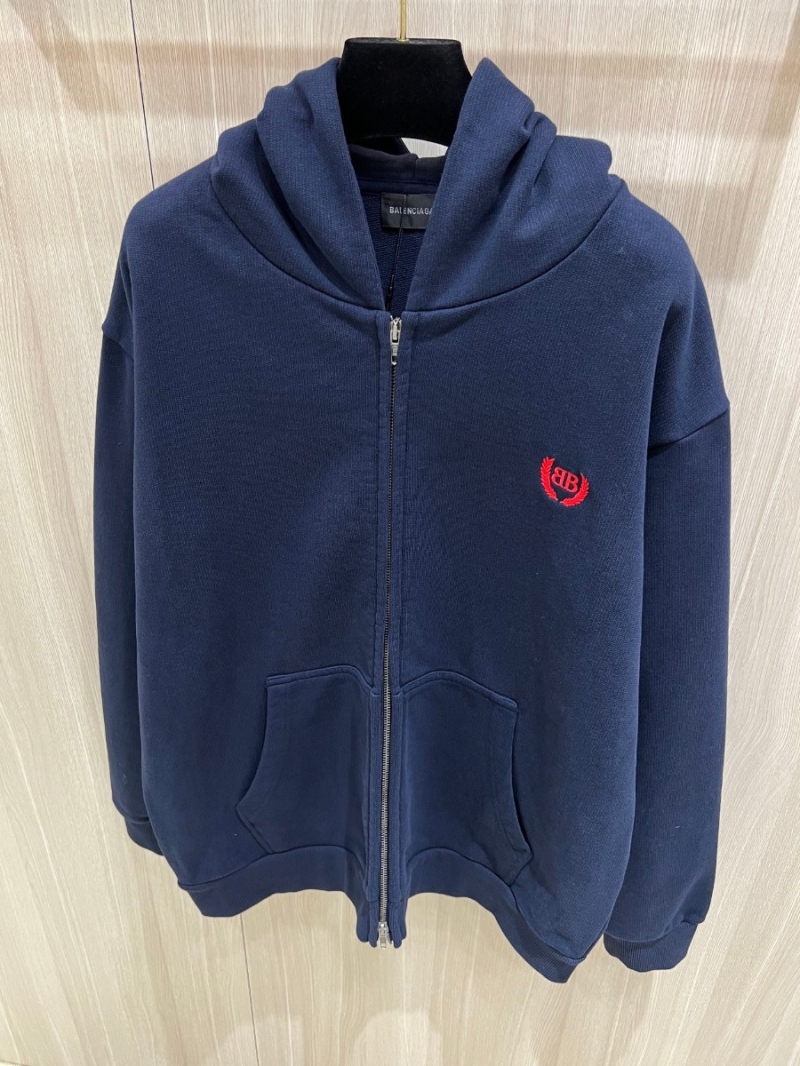 Balenciaga 2025 Spring/Summer Wheat Embroidered Heavyweight Hoodie – Navy Blue