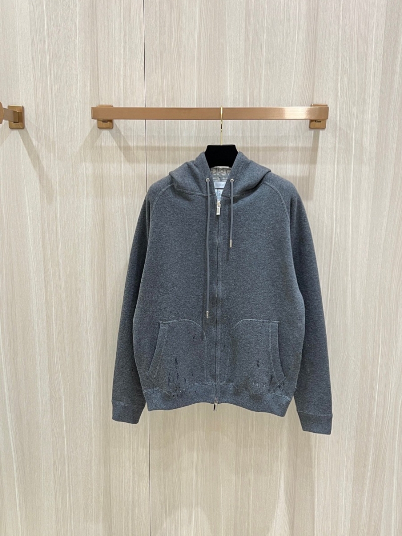 Dior Oblique Collection Sophisticated Knitted Hoodie - Grey