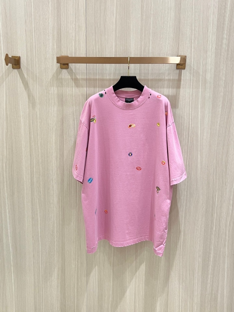 Balenciaga Fruit Sticker Capsule Oversized Cotton T-Shirt - Pink
