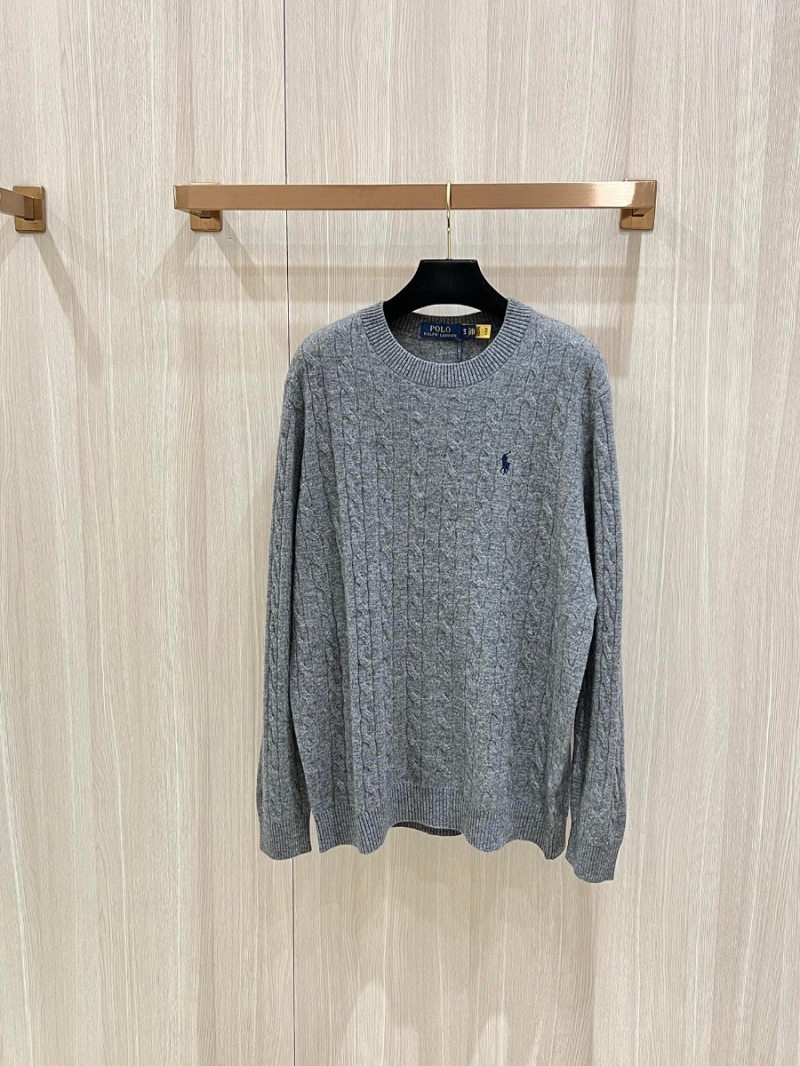 Ralph Lauren Iconic Cable-Knit Wool Sweater in Gray