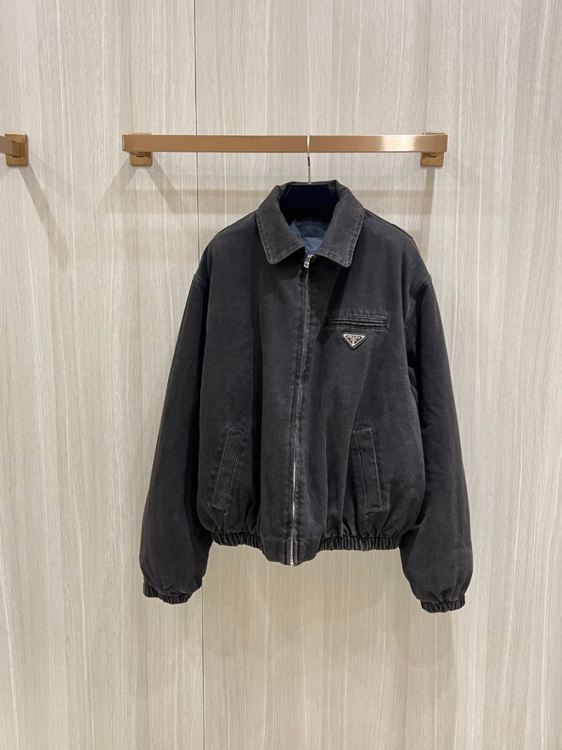 PRADA Vintage-Inspired Denim Cotton Jacket in Washed Black