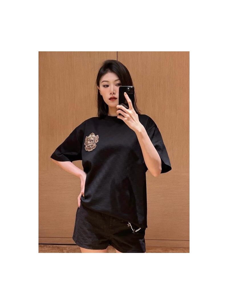 Louis Vuitton LV Damier Jacquard Gold Embroidery T-Shirt – Black