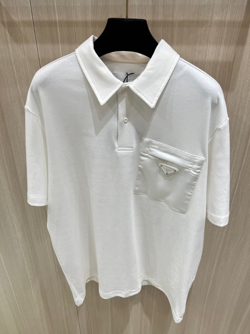 Prada Polo Collection - White Techno Fabric Pocket Polo Shirt