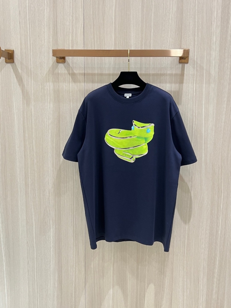 Loewe New Year Special Edition Vibrant Snake T-shirt. Green with Navy Blue