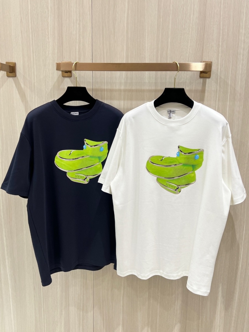 Loewe New Year Special Edition Vibrant Snake T-shirt. Green with White