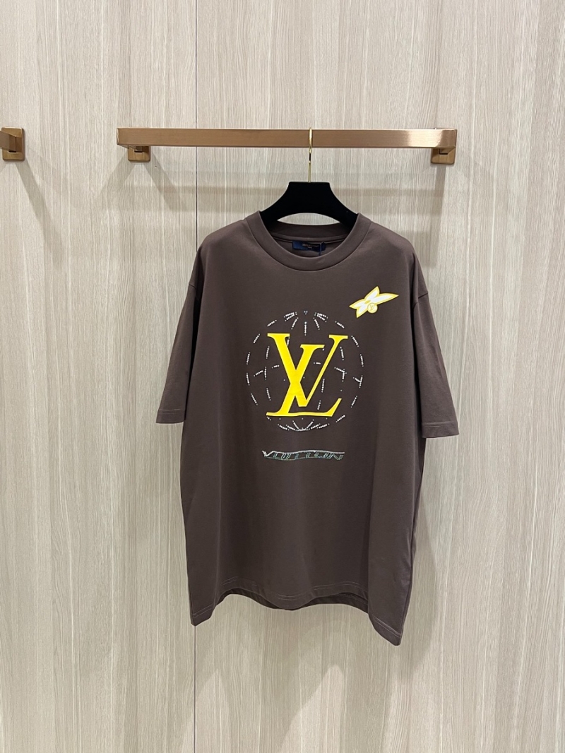 Louis Vuitton LV 25SS Rhinestone-Embellished Coffee T-shirt