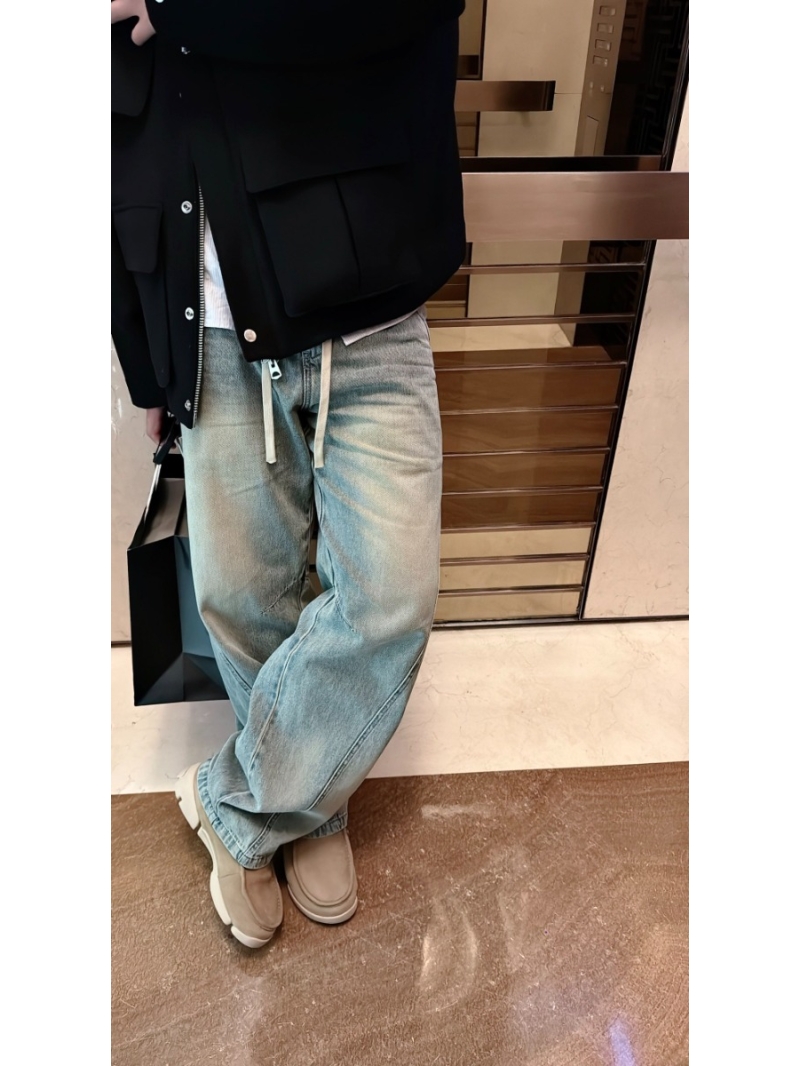 Bottegaveneta New Release Vintage Washed Denim Pants Light Blue