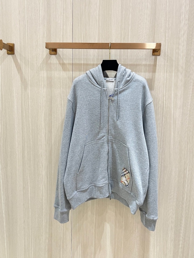 Burberry New Collection Elegant Checkered Sweat Set Hoodie & Sweatpants in Gray