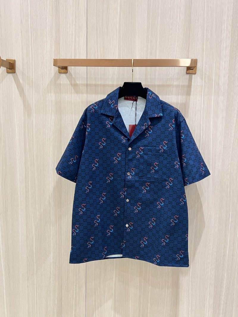 Gucci 2025 Early Spring Snake Print Shorts Set in Blue