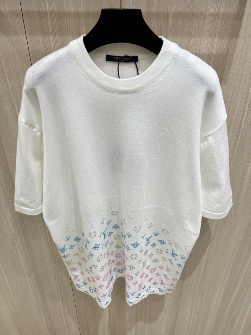 Louis Vuitton LV Color Gradient Rhinestone Knit T-shirt in White