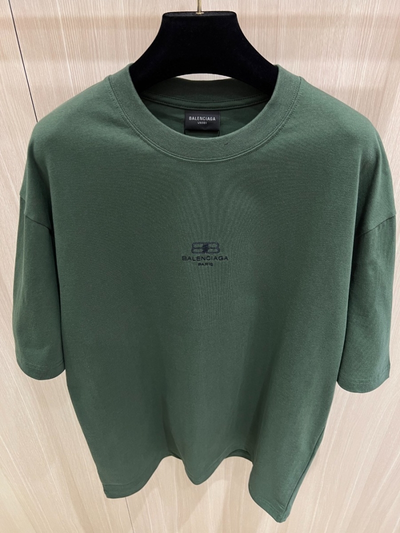 Balenciaga Classic Lock Logo Embroidered T-shirt in Military Green
