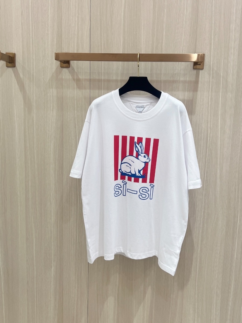 Bottega Veneta Rabbit Theme Oversized T-Shirt - White with Graphic Print
