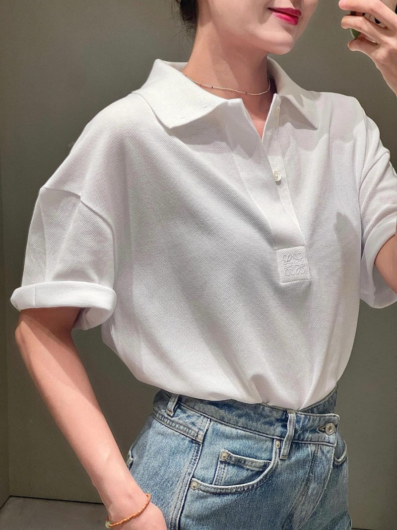 LOEWE Embroidered Polo Shirt - White Short Sleeve