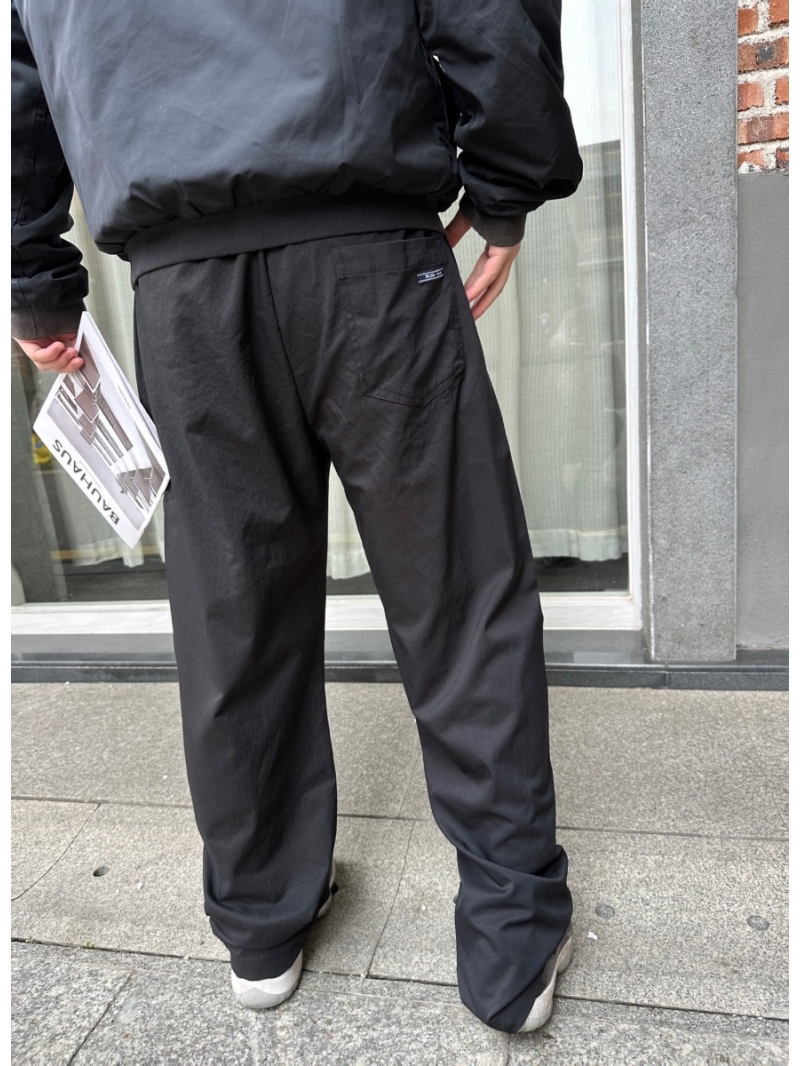 PRADA Carbon Black Color-Block Streetwear Straight-Leg Pants