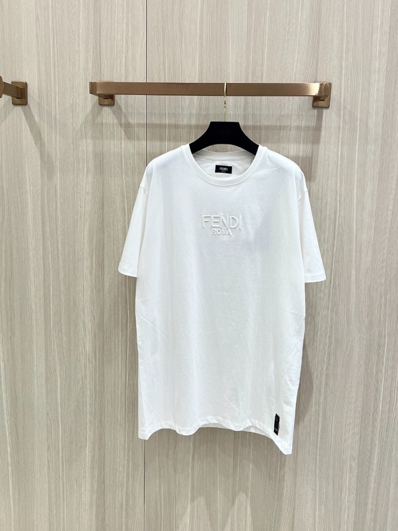 Fendi Double F Elegant Embroidered T-Shirt White