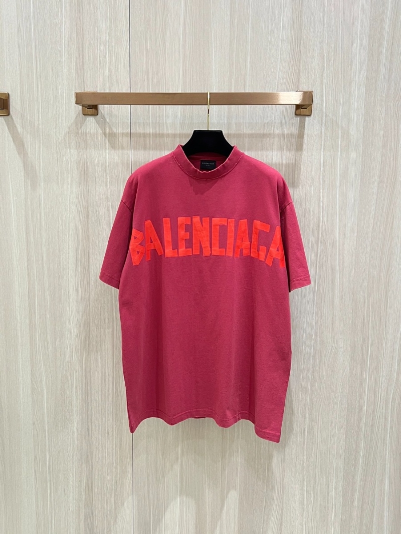 Balenciaga Streetwear Bold Tape Graphic T-Shirt Raspberry Pink