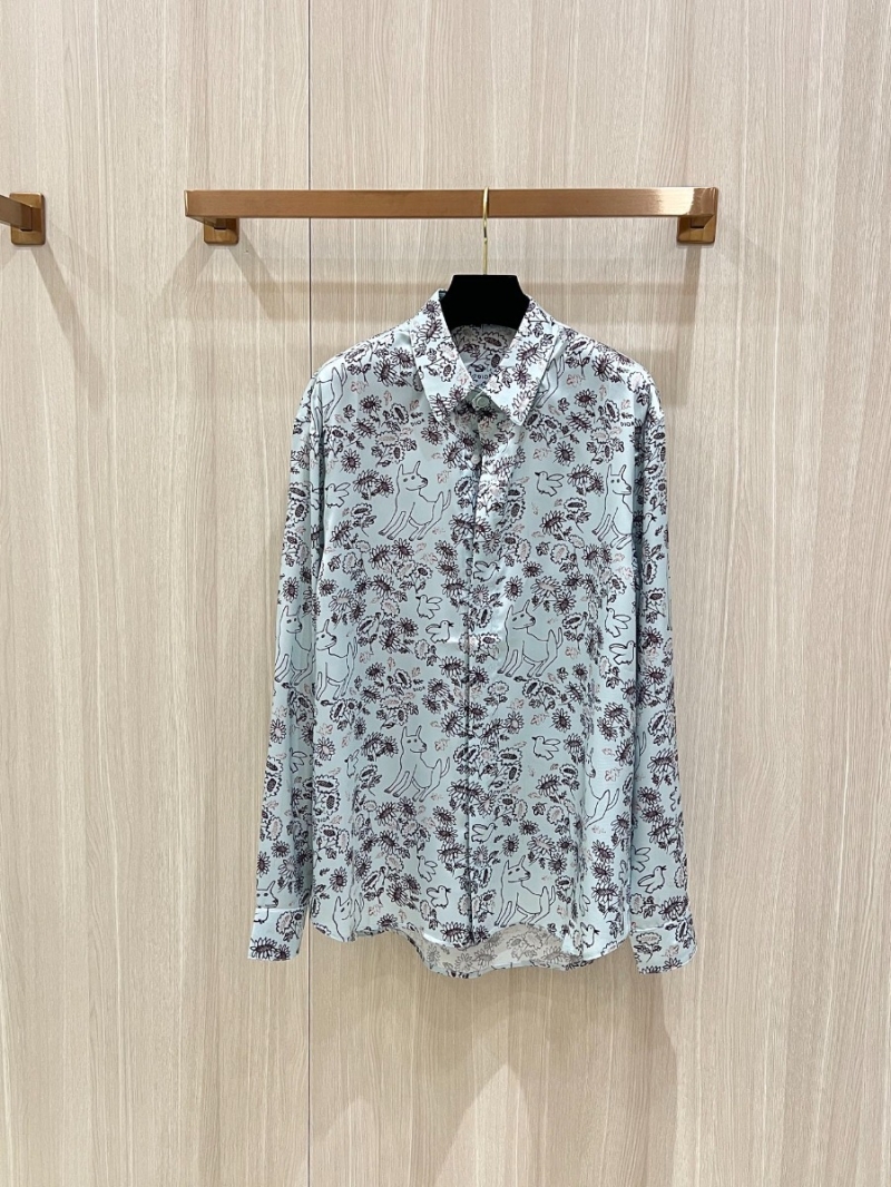 Dior AND HYLTON NEL Sophisticated Floral Animal Shirt Light Green