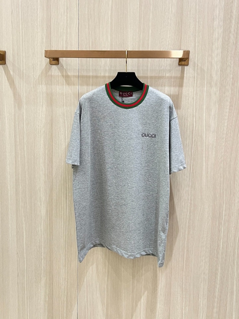 Gucci 2025FW Iconic Jacquard Trim T-Shirt Grey