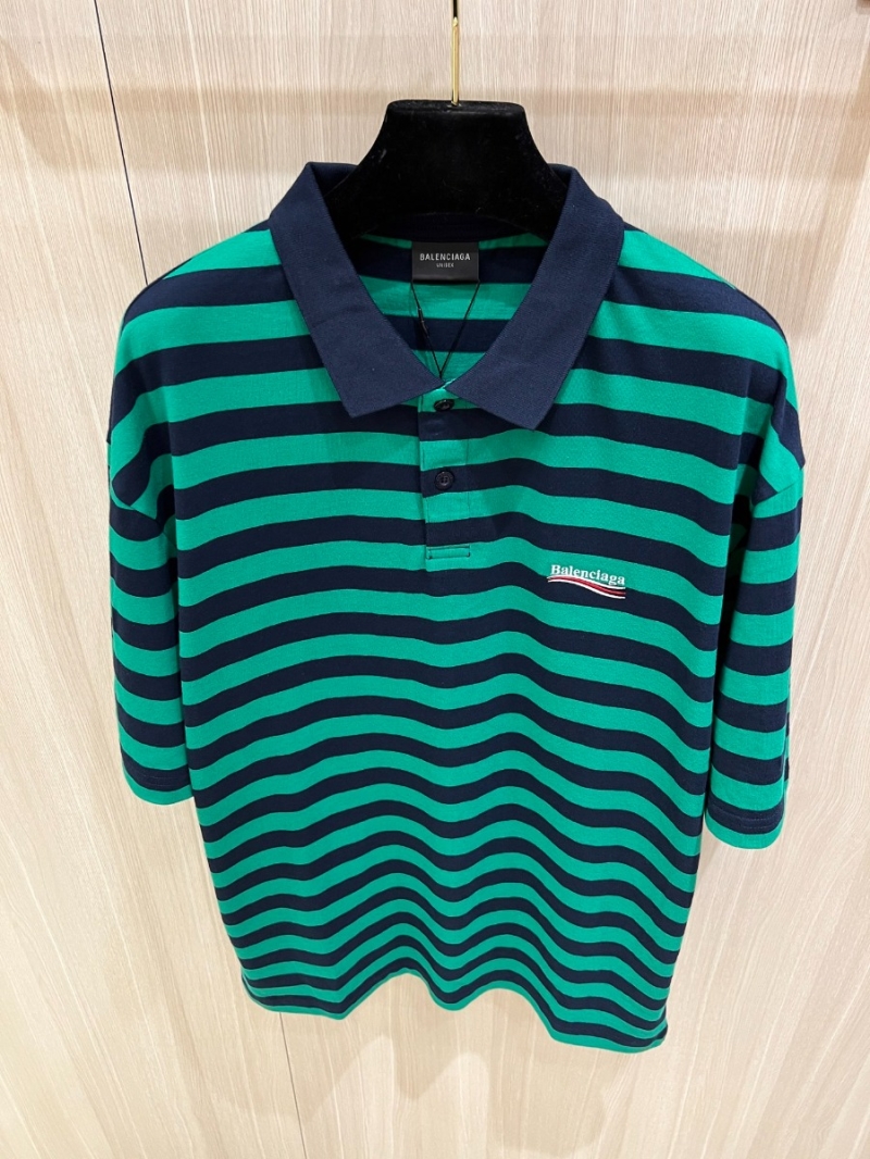 Balenciaga Nautical Stripe Modern Polo Shirt Blue-Green