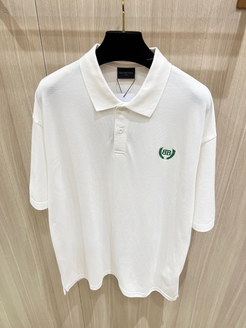 Balenciaga Wheat Embroidery Artistic Polo Shirt White