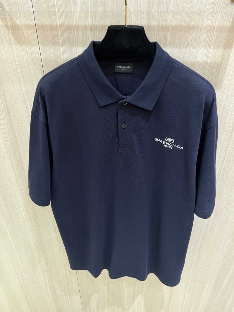 Balenciaga Double B Lock Classic Polo Shirt Navy