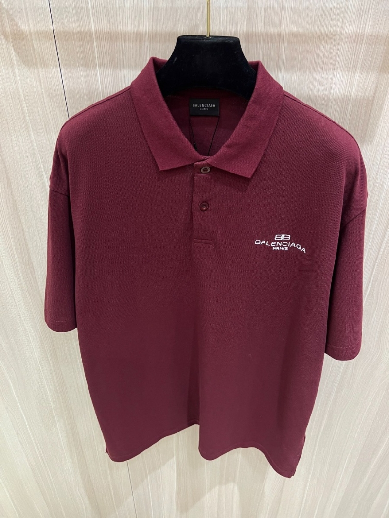 Balenciaga Double B Lock Classic Polo Shirt Maroon
