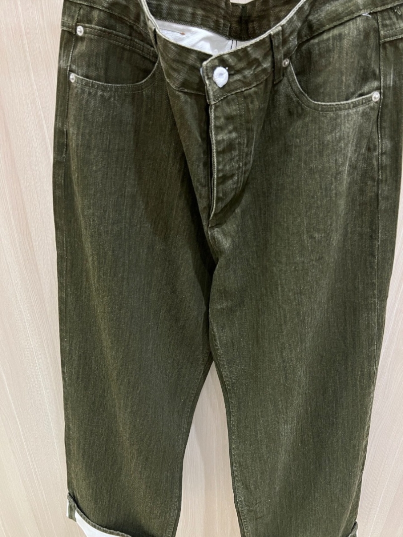 Bottega Veneta Spring 2025 Wide-Leg Card Jeans Olive Green