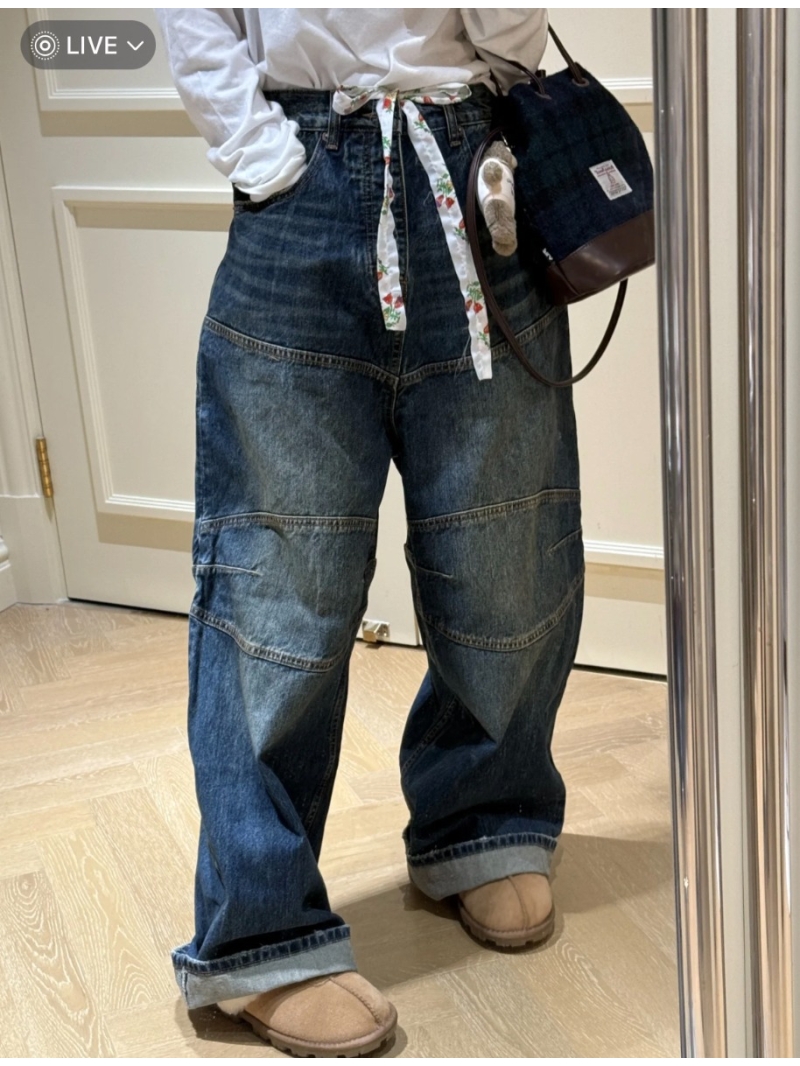 Balenciaga Vintage Patchwork Wide-Leg Jeans – Washed Blue