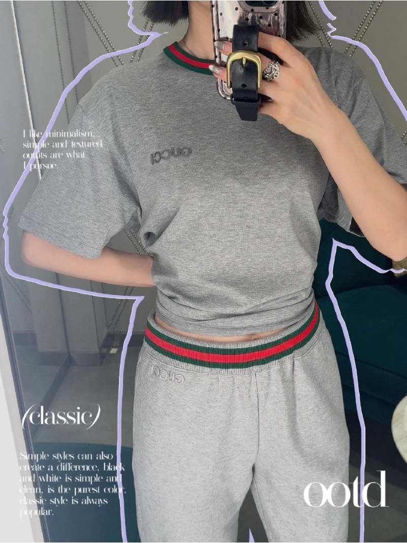 Gucci Signature Striped Jogger Pants Heather Grey