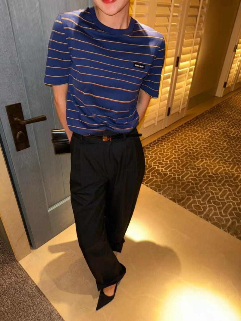 Miu Miu Vibrant Striped T-Shirt Blue