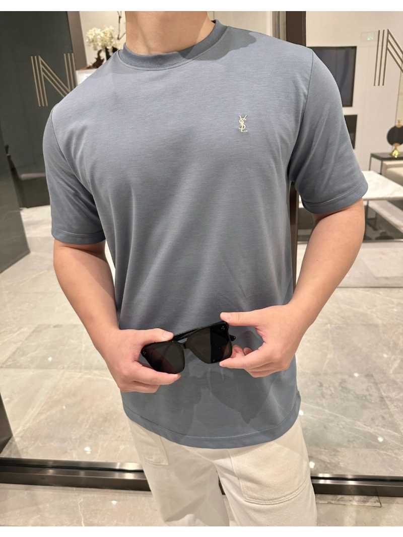 YSL Saint Laurent Classic Subtle Silver Logo T-Shirt Sky Blue