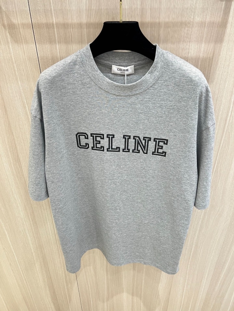 Celine Spring 2025 Relaxed Logo T-Shirt Heather Grey