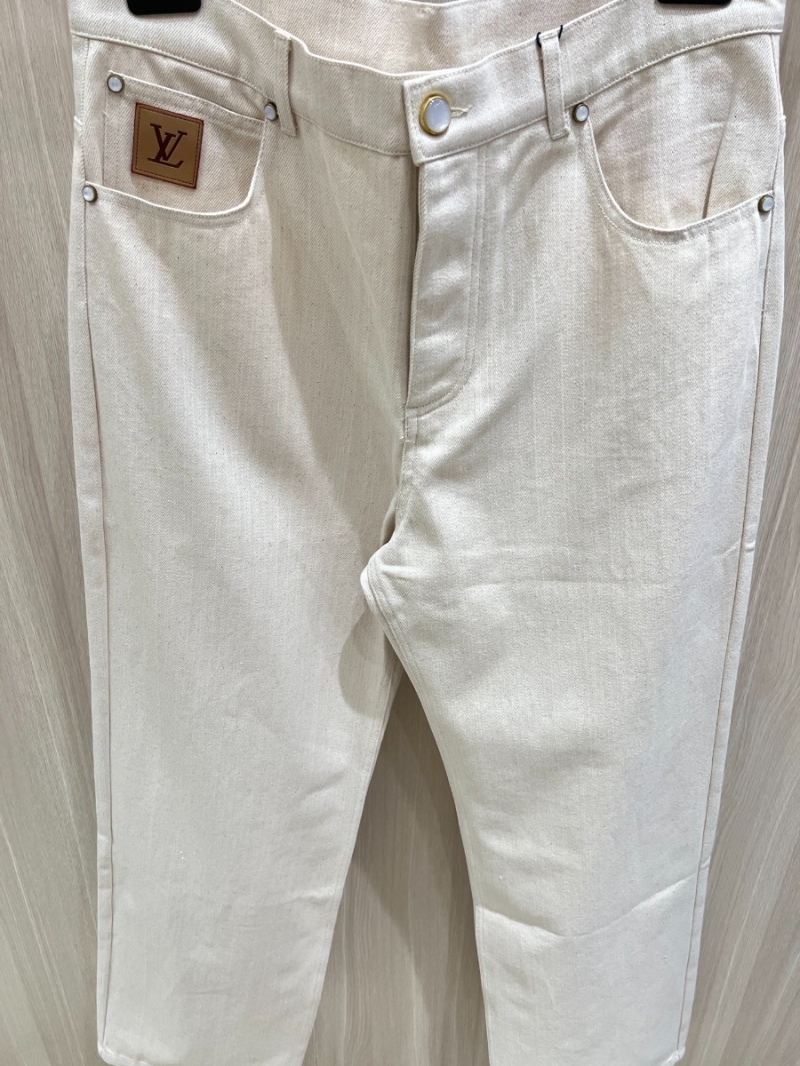 Louis Vuitton LV 25 Series Elegant Wide-Leg Jeans White