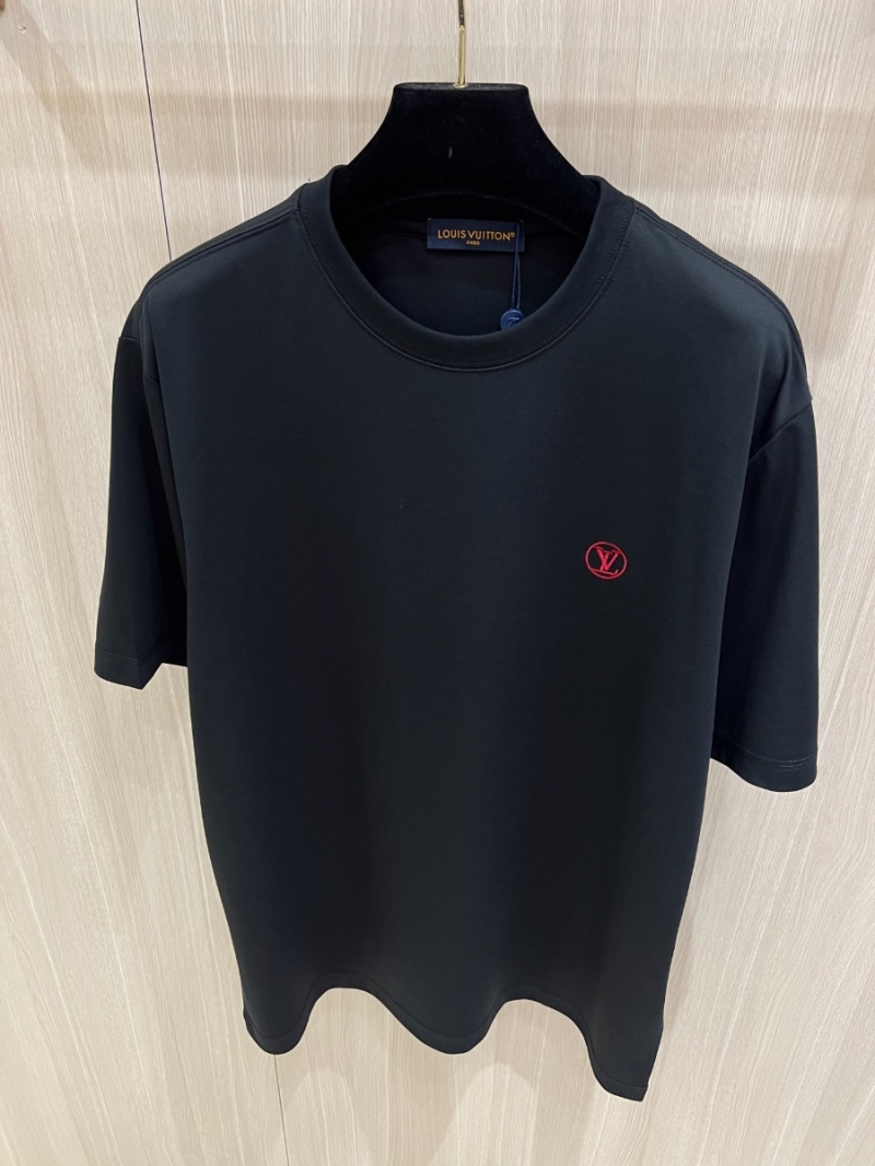 Louis Vuitton LV 25SS Elegant Embroidered V Short-Sleeve Black
