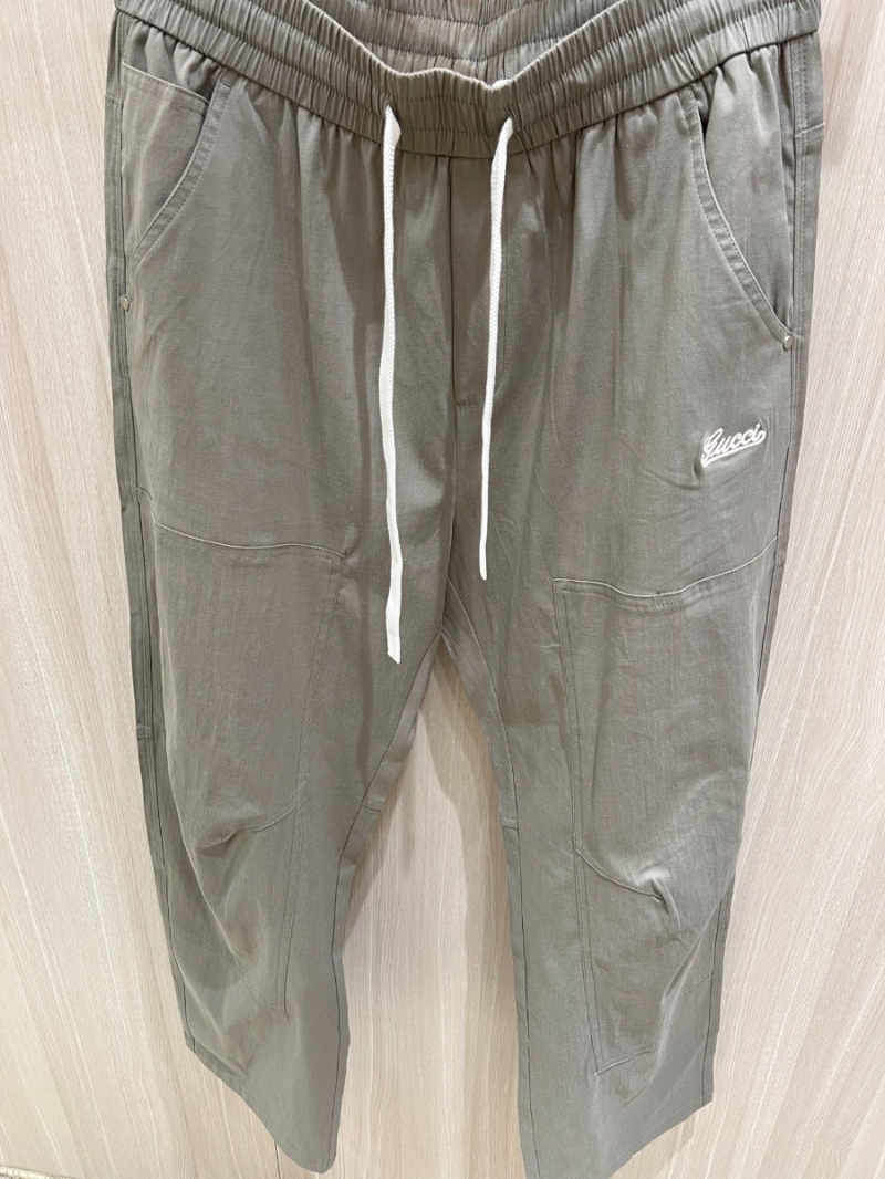 Gucci 25SS Breezy Linen Casual Pants Green