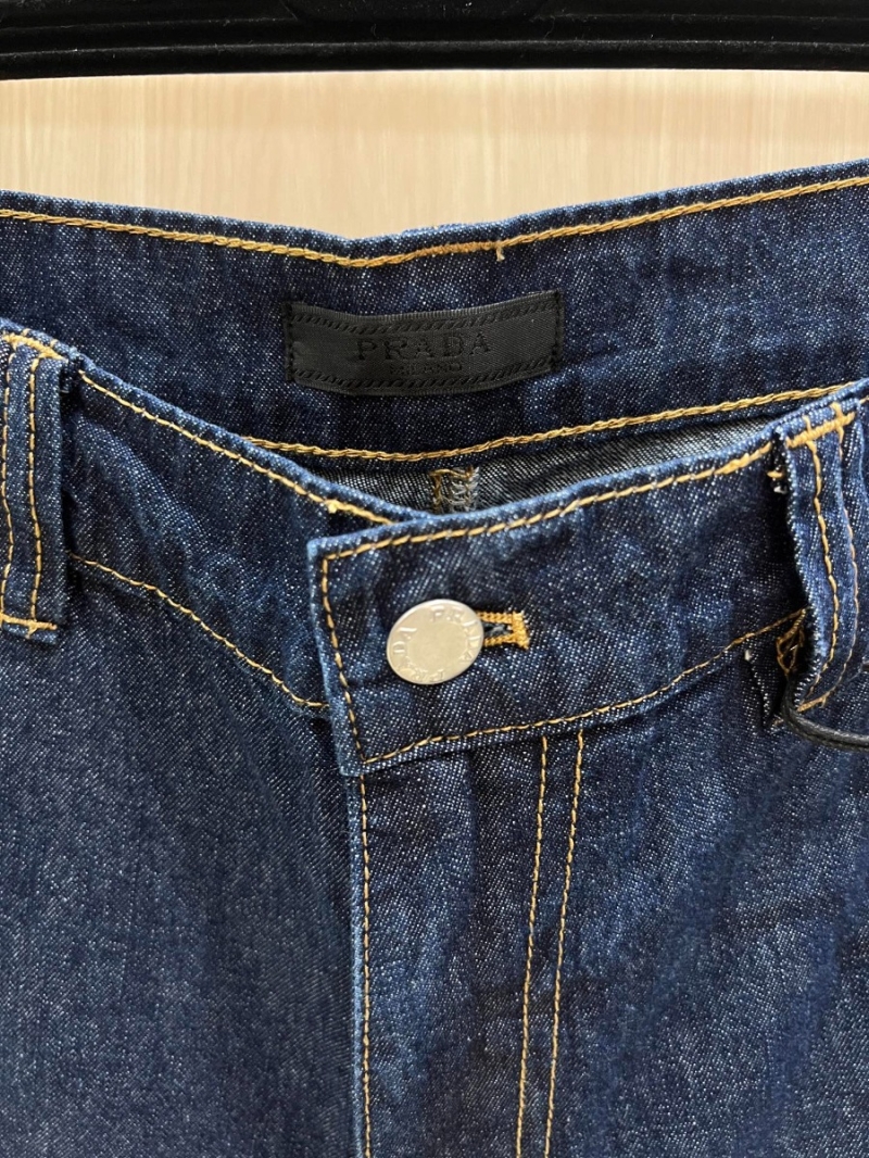 Prada 25SS Modern Stitched Denim Shorts Blue