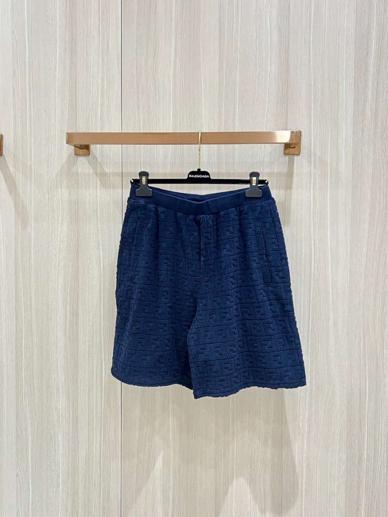 Fendi FF-Jacquard Luxe Velour Shorts Navy