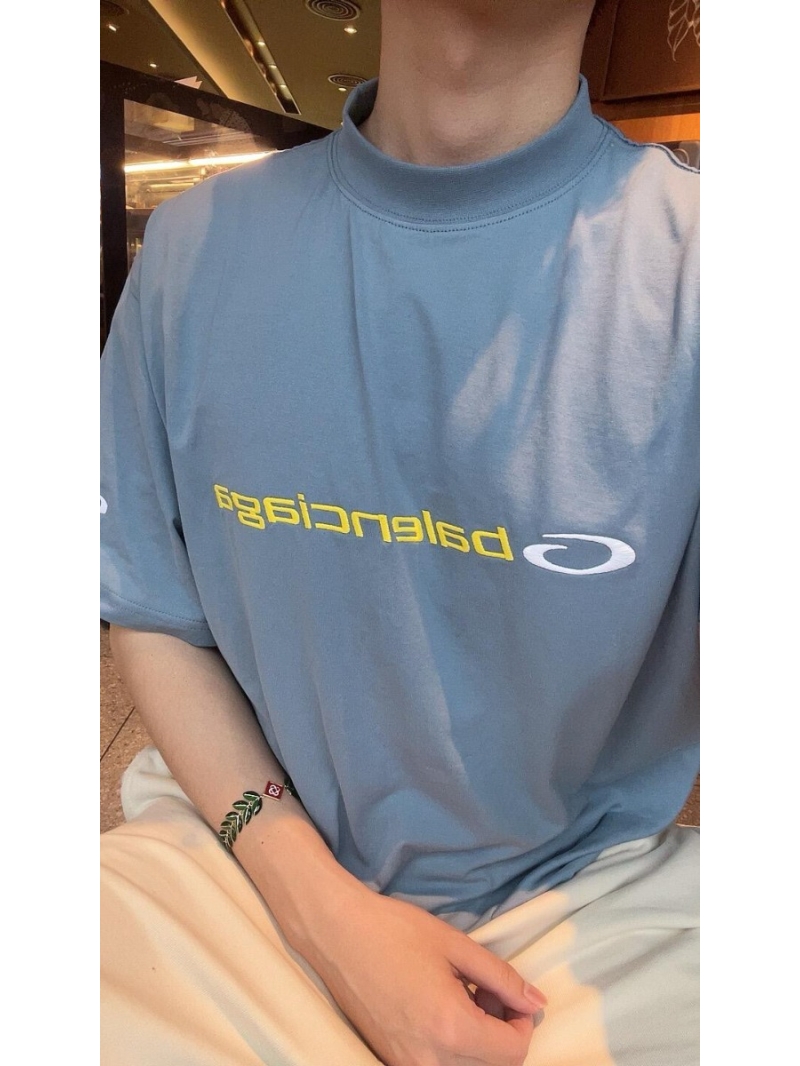 Balenciaga 25SS Authentic Logo Short-Sleeve in Light Blue