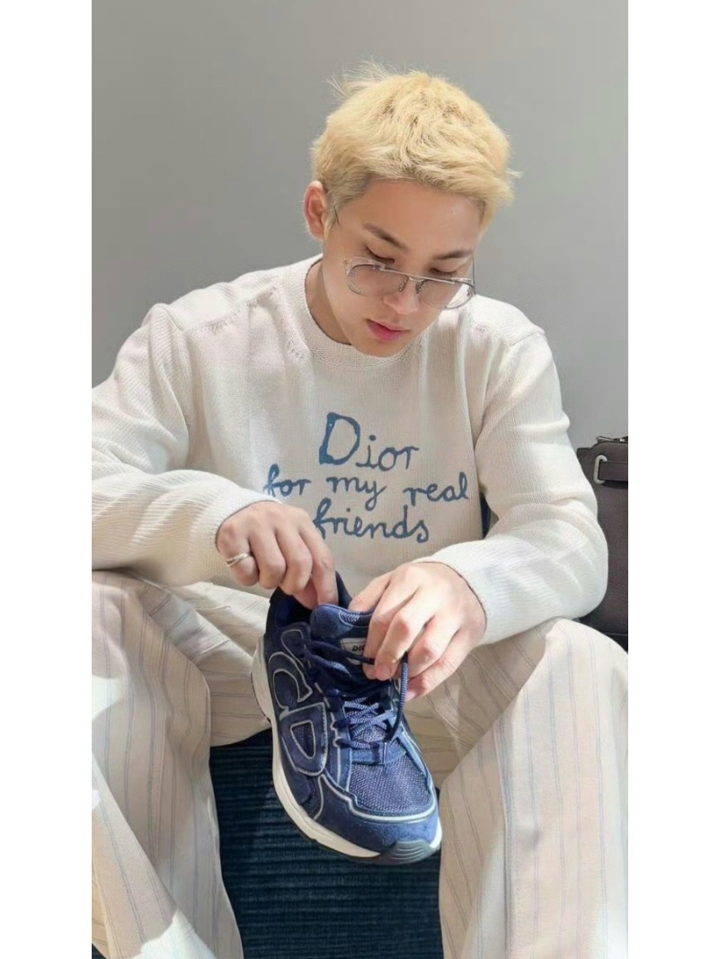 Dior x Hylton Nel Stylish Embroidered Sweater White