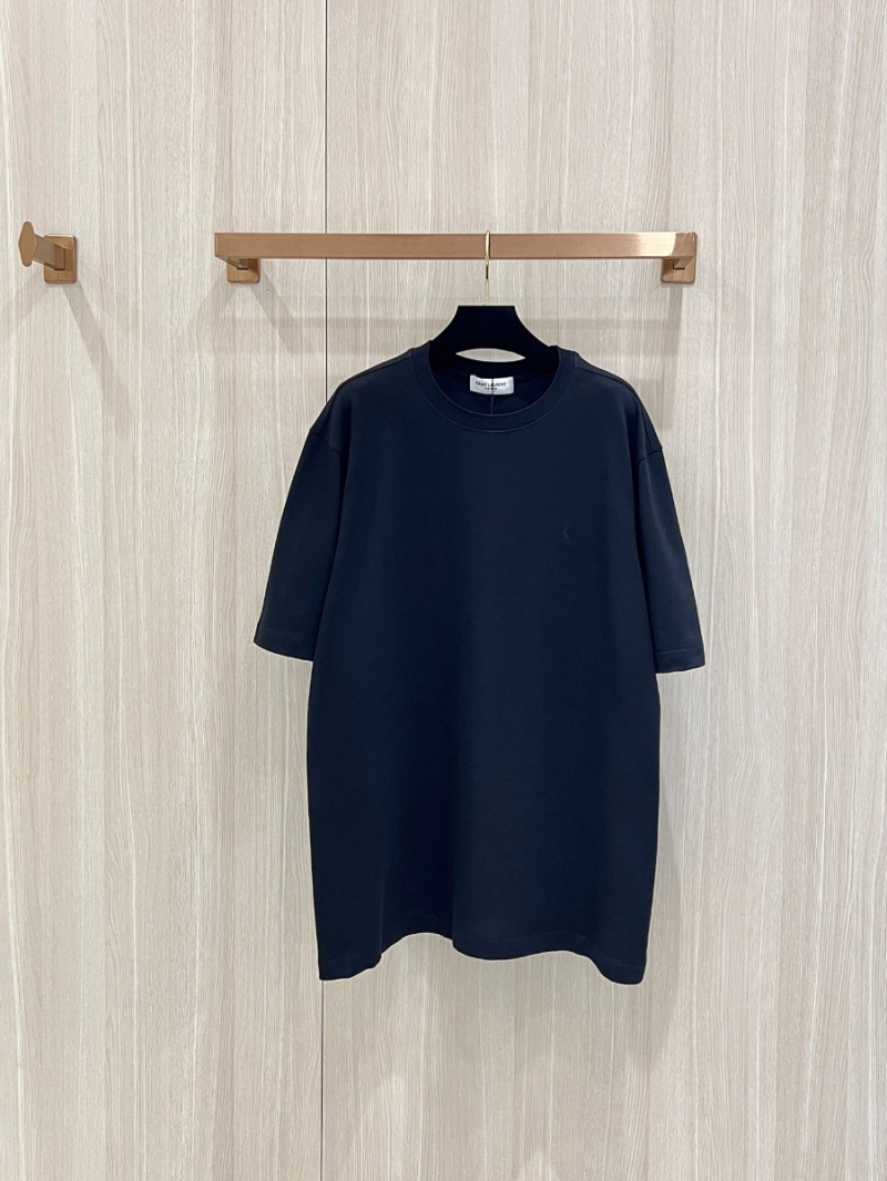 YSL Saint Laurent New Release Elegant Logo Short-Sleeve Top Black