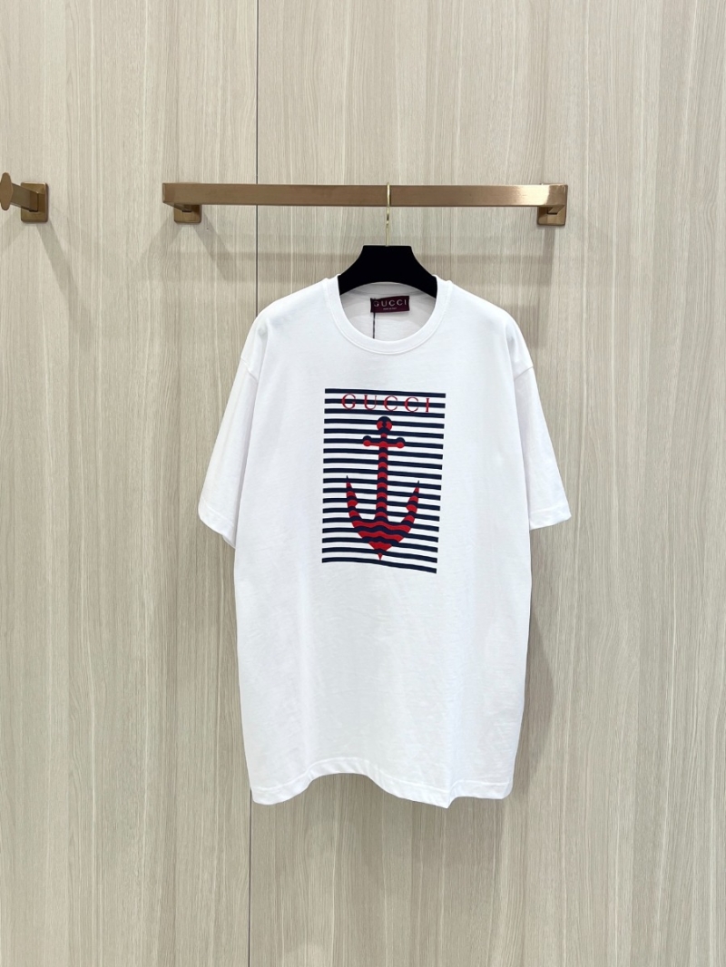 Gucci New Release Iconic Anchor Print Short-Sleeve Top White