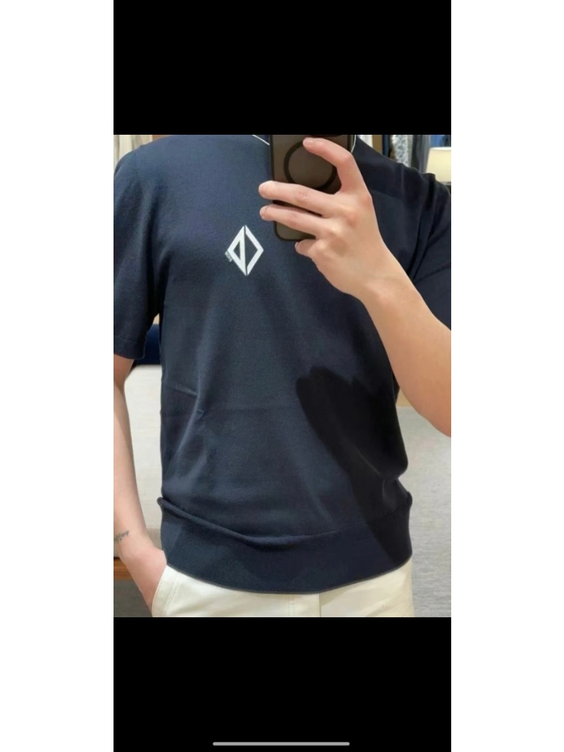 Dior CD Diamond Elegant Knit Short-Sleeve Top Blue