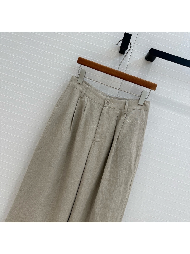 Loro Piana 2025 Early Spring Classic Pleated Wide-Leg Pants Grey