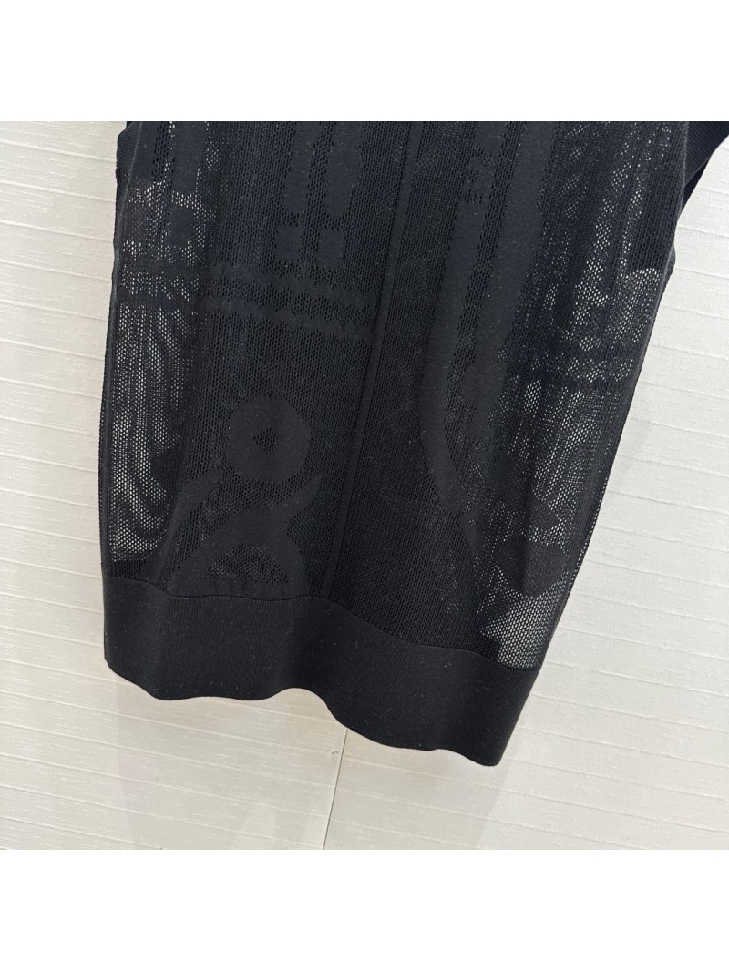 Hermes Early Spring 2025 Mesh Knit Top with Floral Pattern Black