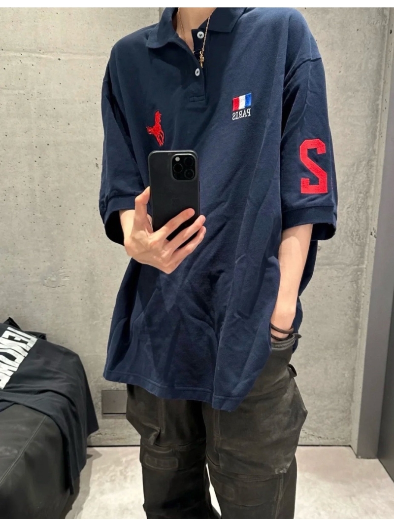 Balenciaga Men's Loose-Fit Embroidered Horse Polo Cotton Shirt