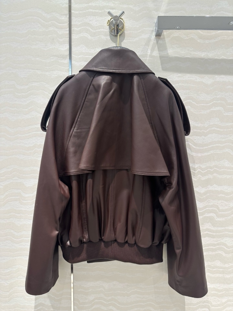 Loewe Vintage Modern Oversized Lambskin Leather Biker Jacket Dark Burgundy